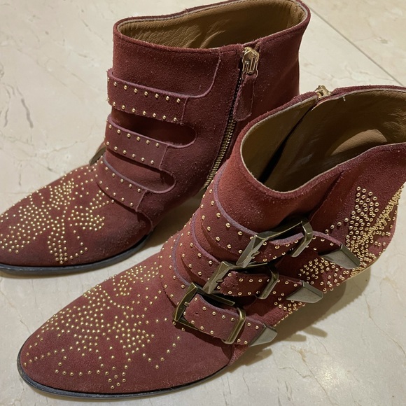 Chloe maroon studded booties - Picture 4 of 5